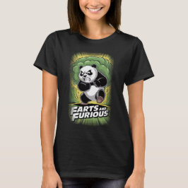 Funny Panda Design about Farting on a Black T-shirt
