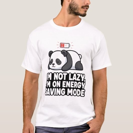 Funny Panda "Energy Saving Mode" T-Shirt (Voorkant)