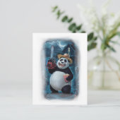 Funny Panda Horror Movie on a White  Feestdagenkaart (Staand voorkant)