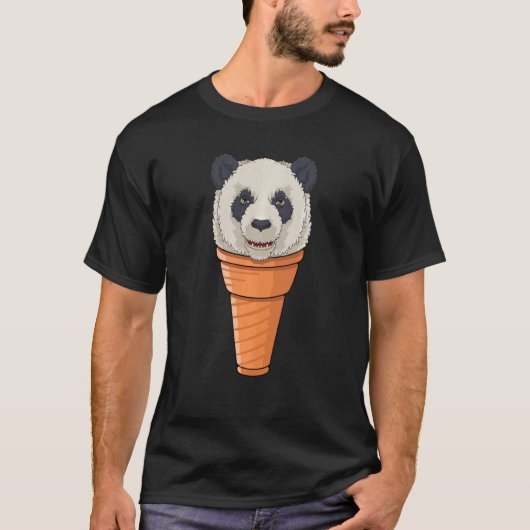 Funny Panda Ice Cone Waffle Summer T-shirt (Voorkant)