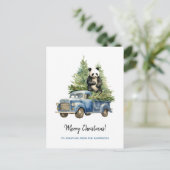 Funny Panda in Blauw  Van Xmas Feestdagenkaart (Staand voorkant)