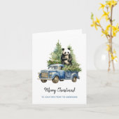 Funny Panda in Blauw Van Xmas Kaart (Gele Bloem)