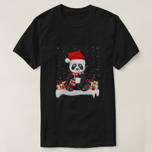 Funny Panda Lover Xmas verlichtende Santa Hat Pand T-shirt (Design voorkant)