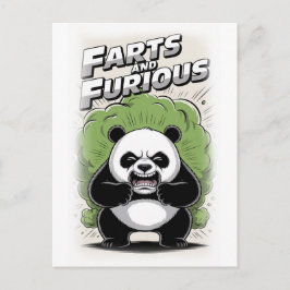 Funny Panda making a Fart on a White Feestdagenkaart
