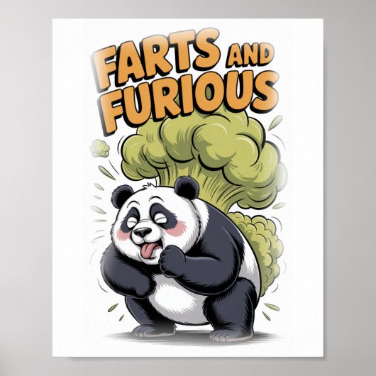 Funny Panda making a Fart on a White Poster (Voorkant)