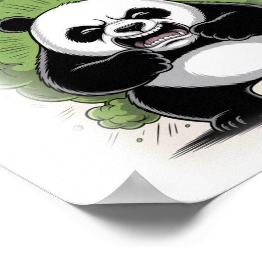 Funny Panda making a Fart on a White Poster (Hoek)
