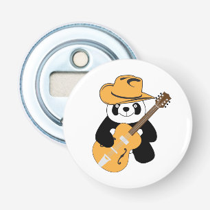 Funny panda met gitaar button flesopener