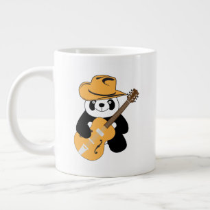Funny panda met gitaar grote koffiekop
