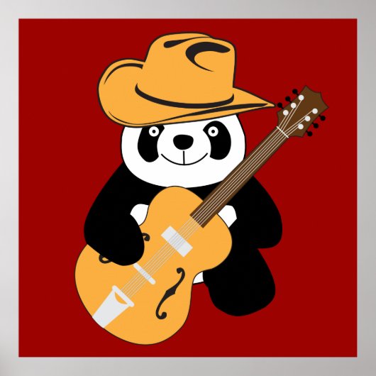 Funny panda met gitaar poster (Voorkant)