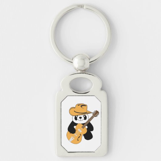 Funny panda met gitaar sleutelhanger (Voorkant)