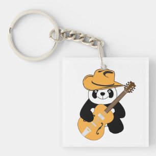 Funny panda met gitaar sleutelhanger