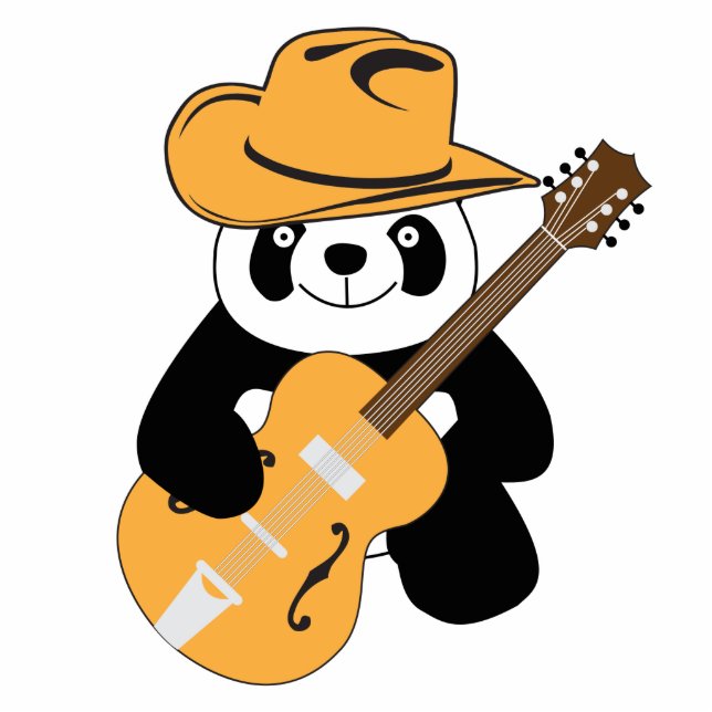 Funny panda met gitaar staand fotobeeldje  (Voorkant)