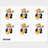 Funny panda met gitaar vierkante sticker (Vel)