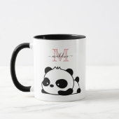Funny Panda Modern Roze Monogram Mok (Links)