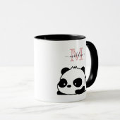 Funny Panda Modern Roze Monogram Mok (Voorkant rechts)
