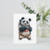 Funny Panda Movie Character on a White Feestdagenkaart (Staand voorkant)