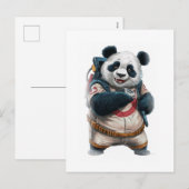 Funny Panda Movie Character on a White Feestdagenkaart (Voorkant / Achterkant)