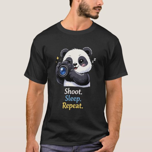 Funny Panda Photographer Shoot Sleep Rep T-shirt (Voorkant)