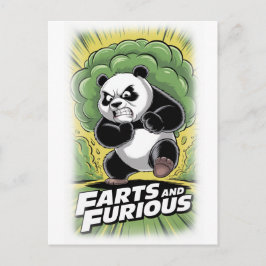 Funny Panda running and making Fart on a White Feestdagenkaart