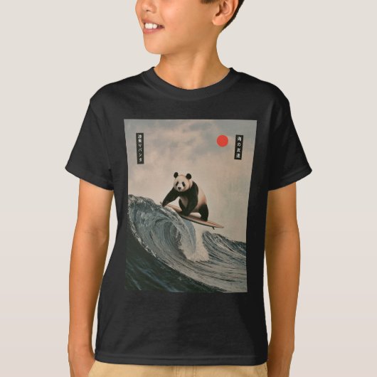 Funny Panda Surfing Saying Japanese Wave Meme Humo T-shirt (Voorkant)