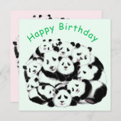 Funny Panda Verjaardag Kaart Happy Family Panda's (Voorkant / Achterkant)