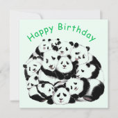 Funny Panda Verjaardag Kaart Happy Family Panda's (Voorkant)
