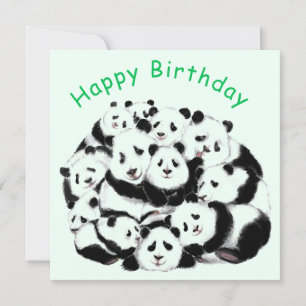 Funny Panda Verjaardag Kaart Happy Family Panda's