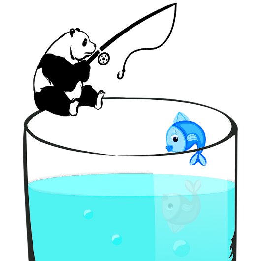 Funny Panda Vist in een glas water T-shirt