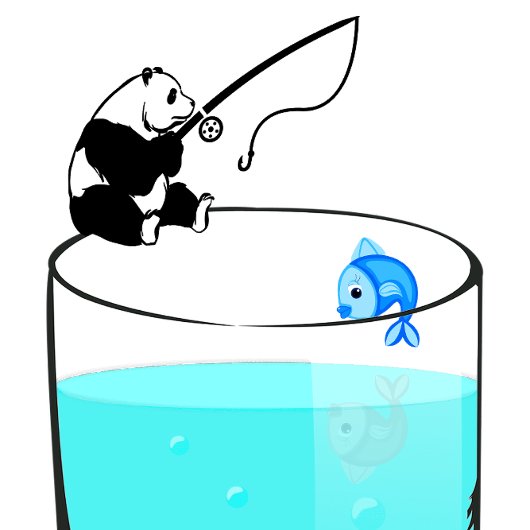 Funny Panda Vist in een glas water T-shirt