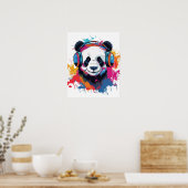 Funny Panda waterverf lichte kunst Poster (Keuken)