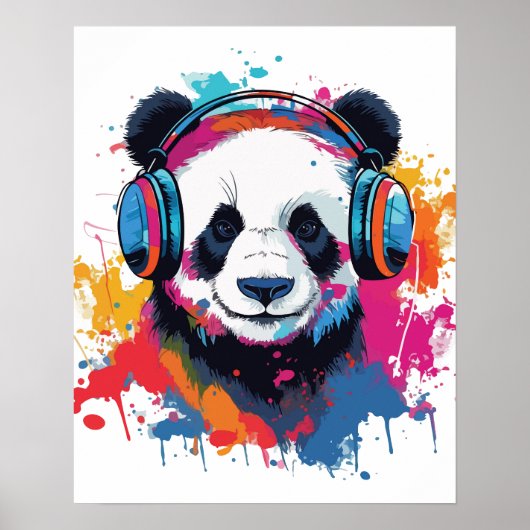 Funny Panda waterverf lichte kunst Poster (Voorkant)