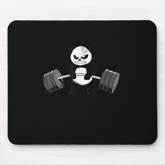 Funny Panda Workout Kitten Gym Deadlift kracht Muismat (Voorkant)