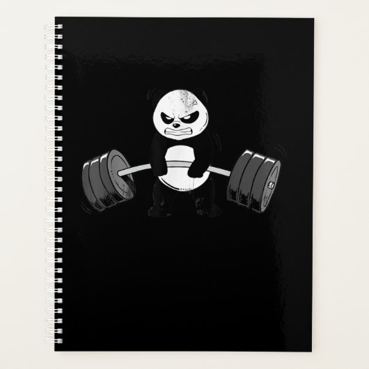 Funny Panda Workout Kitten Gym Deadlift kracht Planner (Voorkant)