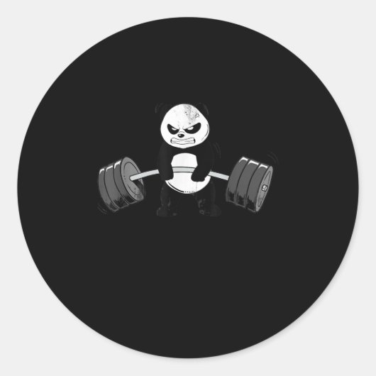 Funny Panda Workout Kitten Gym Deadlift kracht Ronde Sticker (Voorkant)