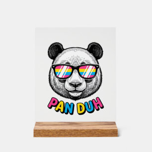 Funny Panda Zonnebril Vintage Graveer Shirt Des Acryl Bord