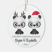 Funny Pandas, eerste kerstfeest, aangepaste foto Keramisch Ornament (Links)