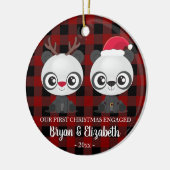 Funny Pandas eerste Kerstmis met rode vleid Keramisch Ornament (Links)