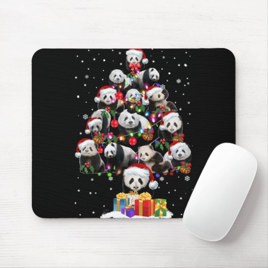Funny Pandas Santa Hat Christmas Tree Ornament T S Muismat (Met muis)