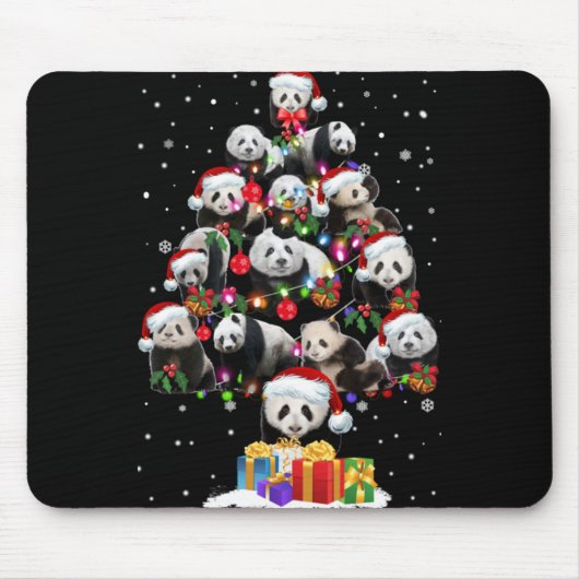 Funny Pandas Santa Hat Christmas Tree Ornament T S Muismat (Voorkant)