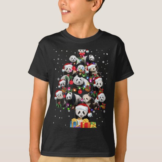Funny Pandas Santa Hat Christmas Tree Ornament T S T-shirt (Voorkant)