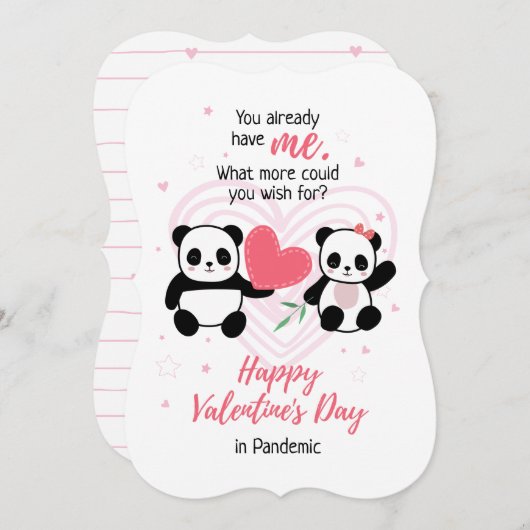 Funny Pandemic Valentijnsdag Panda Feestdagenkaart (Voorkant / Achterkant)