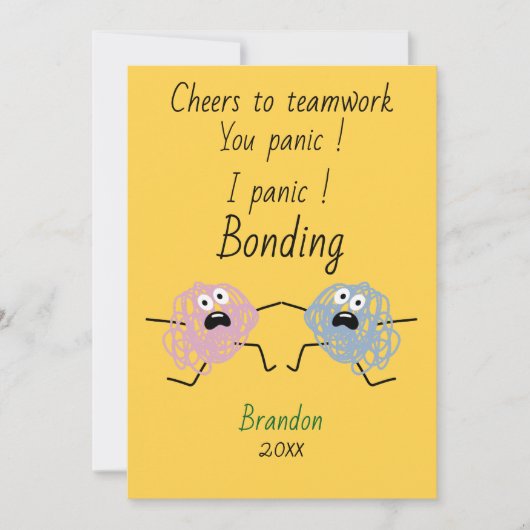 Funny panic bonding coworker custom feestdagenkaart (Voorkant)