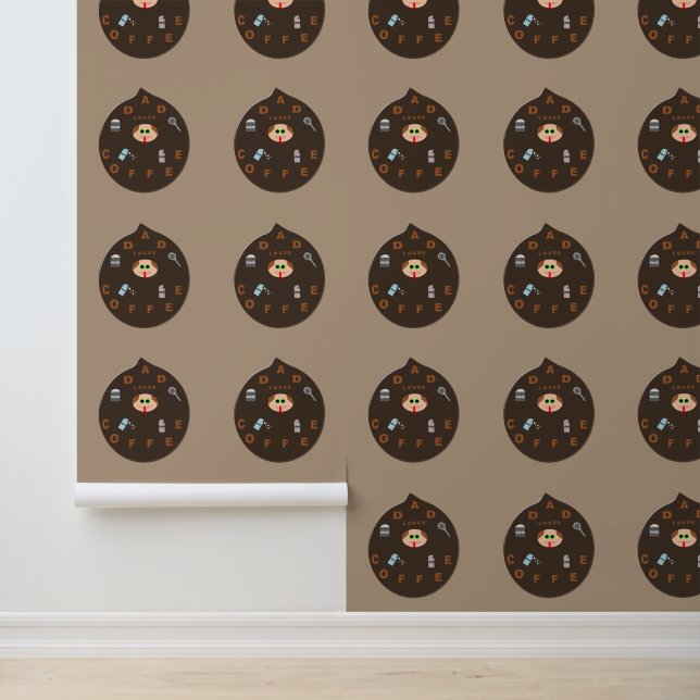 Funny Pap Monster houdt van Coffee Pattered Behang (Applicatie)