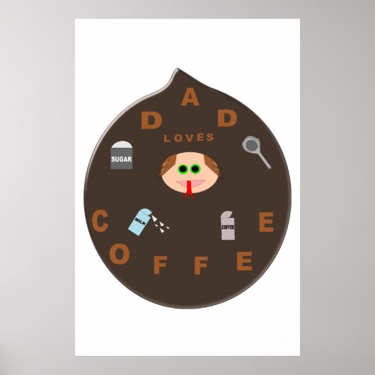 Funny Pap Monster houdt van koffie Poster (Voorkant)