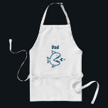 Funny Pap Shark White Chef Standaard Schort<br><div class="desc">Grappig dat pap Shark White Blue Chef Adult Apron Papa nu mam en kind kan vergelijken met dit trendy shark design apron! Ontworpen met een papaver die op de voorzijde van het platform op de kleinere vissen jaagt met de naam van het kind in de blauw-marinigrafie van de marine. KLIK...</div>