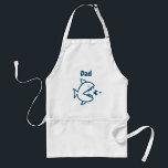 Funny Pap Shark White Chef Standaard Schort<br><div class="desc">Grappig dat pap Shark White Blue Chef Adult Apron Papa nu mam en kind kan vergelijken met dit trendy shark design apron! Ontworpen met een papaver die op de voorzijde van het platform op de kleinere vissen jaagt met de naam van het kind in de blauw-marinigrafie van de marine. KLIK...</div>