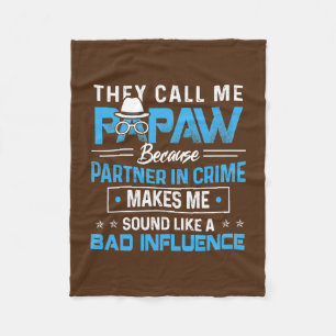 Funny Papaw Gifts's Papa Partner in Criminaliteit Fleece Deken
