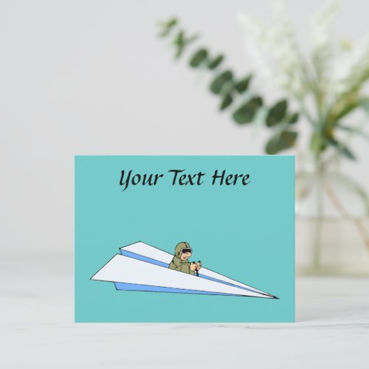 Funny Paper Airplane Pilot Briefkaart (Staand voorkant)