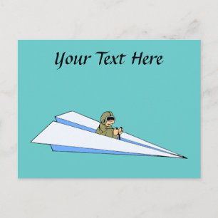 Funny Paper Airplane Pilot Briefkaart