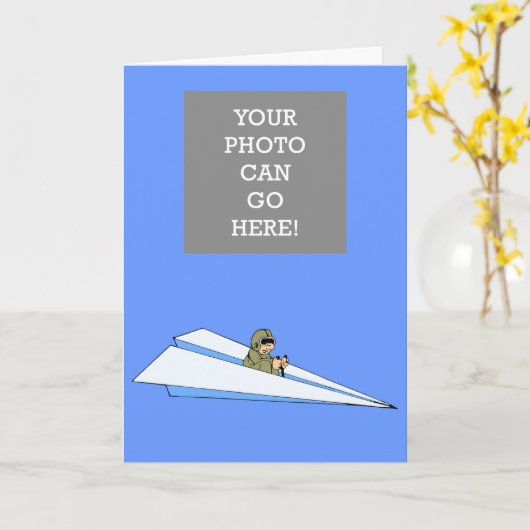Funny Paper Airplane Pilot Kaart (Gele Bloem)